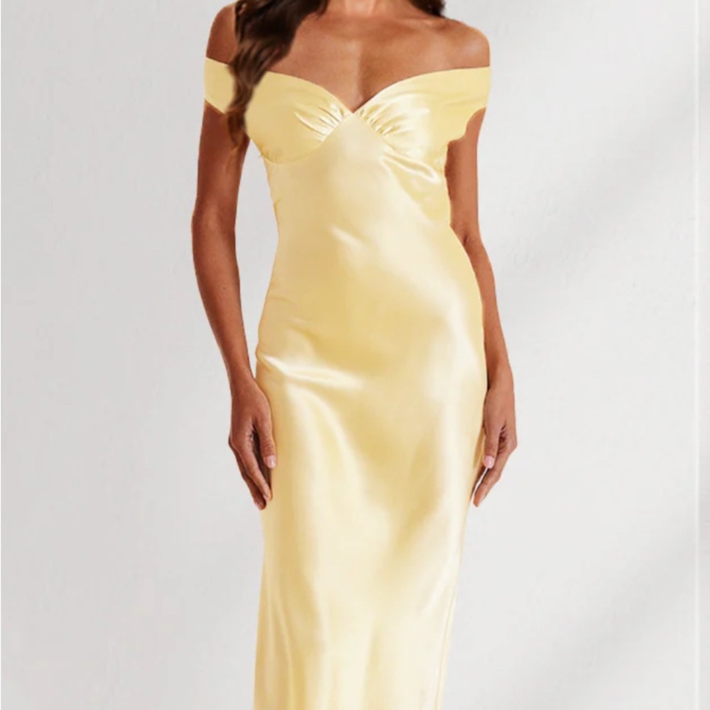 Elegant Yellow Satin Gown